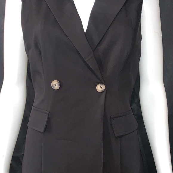 NWT Women’s Blazer Work Dress V Neck Ruffle A Line Slim Sleeveless Dress - Picture 8 of 9